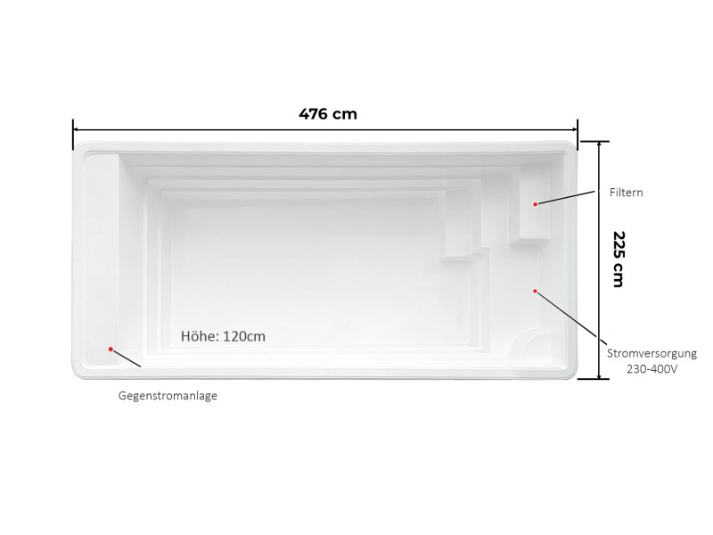 Schwimmbad Kleo 476x225x120 cm