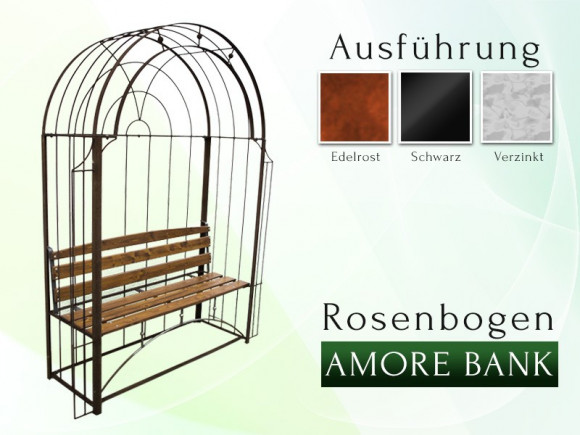 Rosenbogen AMORE BANK RUND mit Holzbank