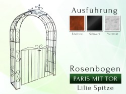 Rosenbogen PARIS Lilie Spitze B 1,40 m, mit Tür H 1,40 m