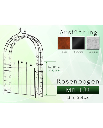 Rosenbogen HOLLAND Lilie Spitze mit Tür B 1,20 m - Tor Höhe 1,20 m