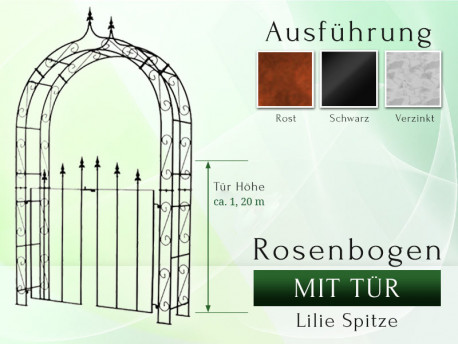 Rosenbogen HOLLAND Lilie Spitze mit Tür B 1,20 m - Tor Höhe 1,20 m