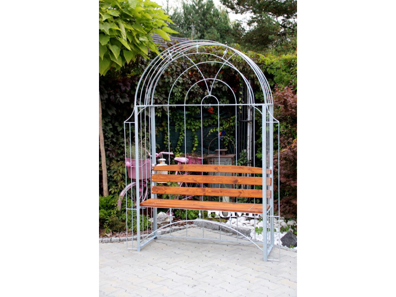 Rosenbogen AMORE BANK RUND mit Holzbank