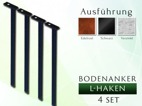 Bodenanker / Anker L - Haken 4 Set. für Rosenbogen 1,20 - 2,00