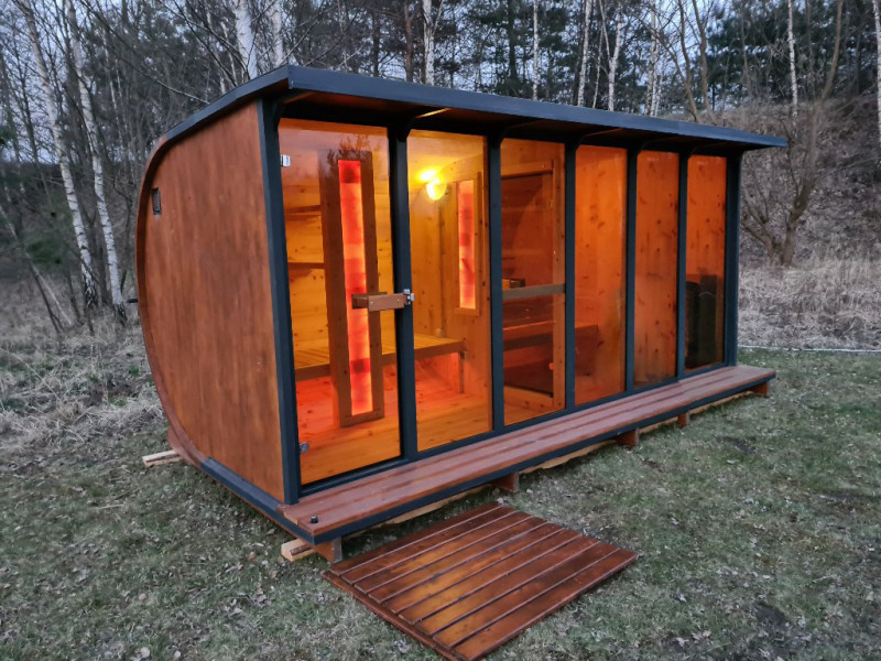 Gartensauna Outdoorsauna Saunahaus HORISONT inkl.Saunaofen 4.58m