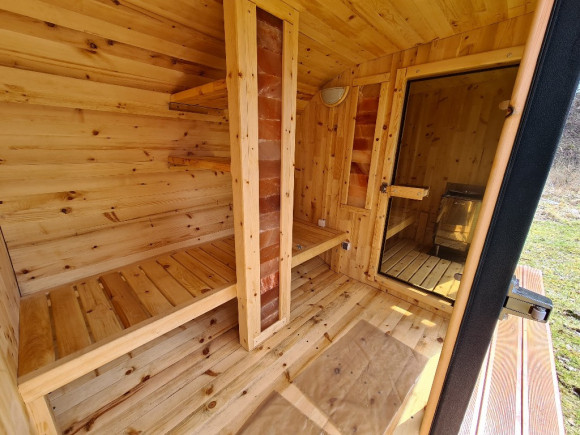 Gartensauna Outdoorsauna Saunahaus HORISONT inkl.Saunaofen 4.58m