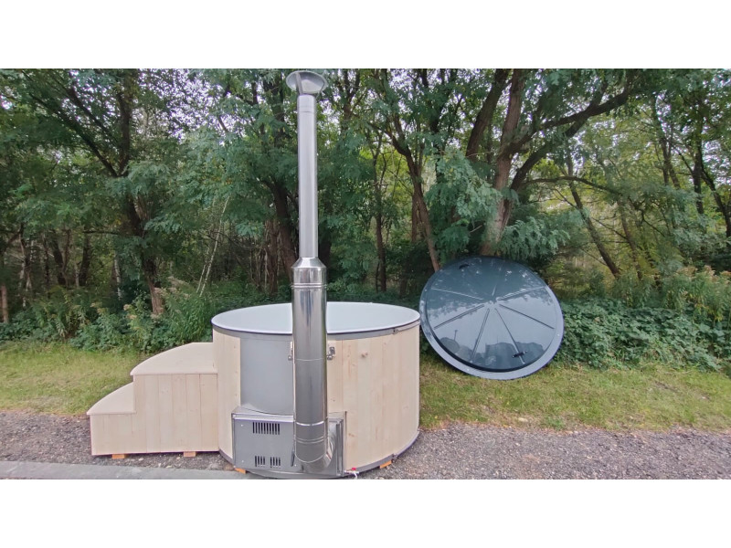 Thermoholz Outdoor Whirlpool BadeFass mit Holz Ofen Außen Ø 1.76 m