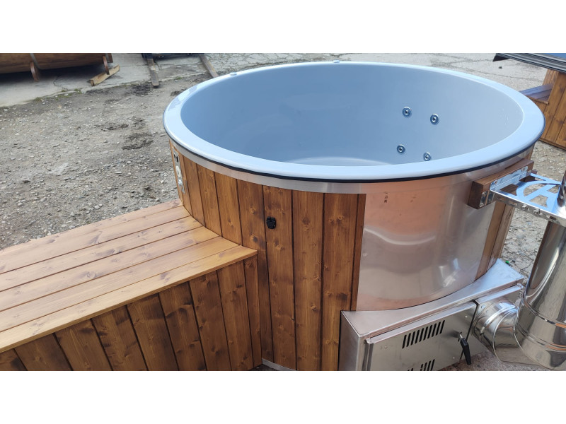 Thermoholz Outdoor Whirlpool BadeFass mit Holz Ofen Außen Ø 1.76 m